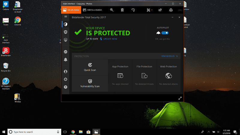 Bitdefender Interface as seen on Windows 10