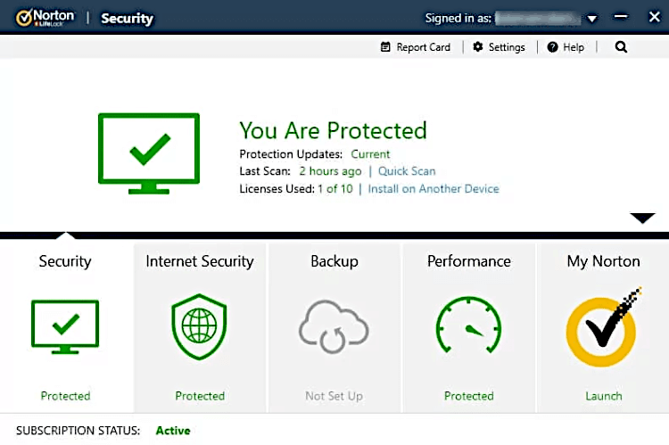 Norton User Interface 2020