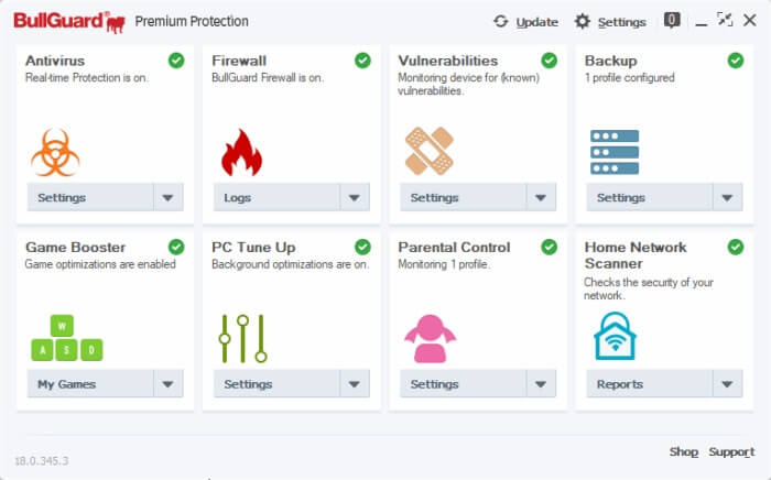 BullGuard User Interface