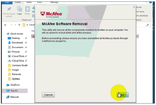 mcaffe software removal