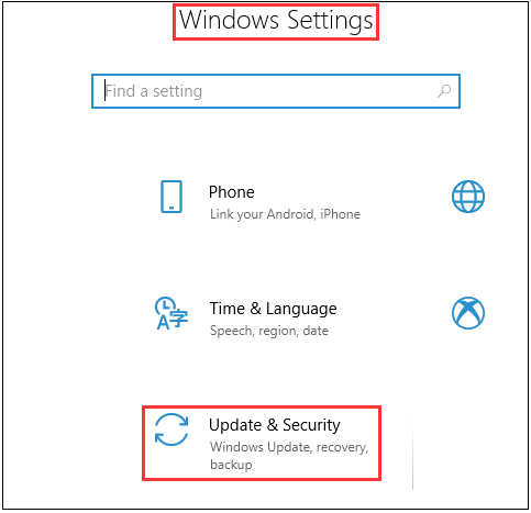 windows setting security updates