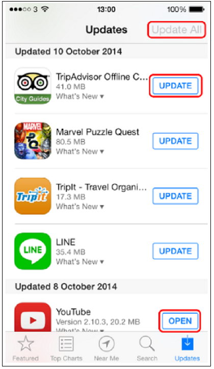 update crash iphone apps