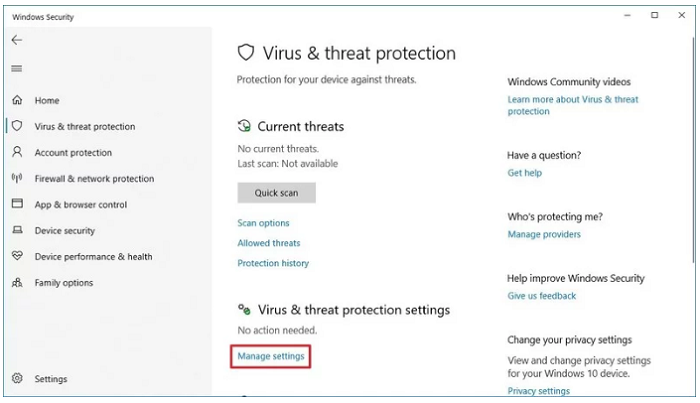 virus and threat protection