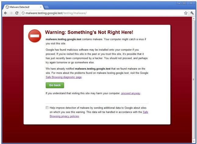 warning suspicious sites